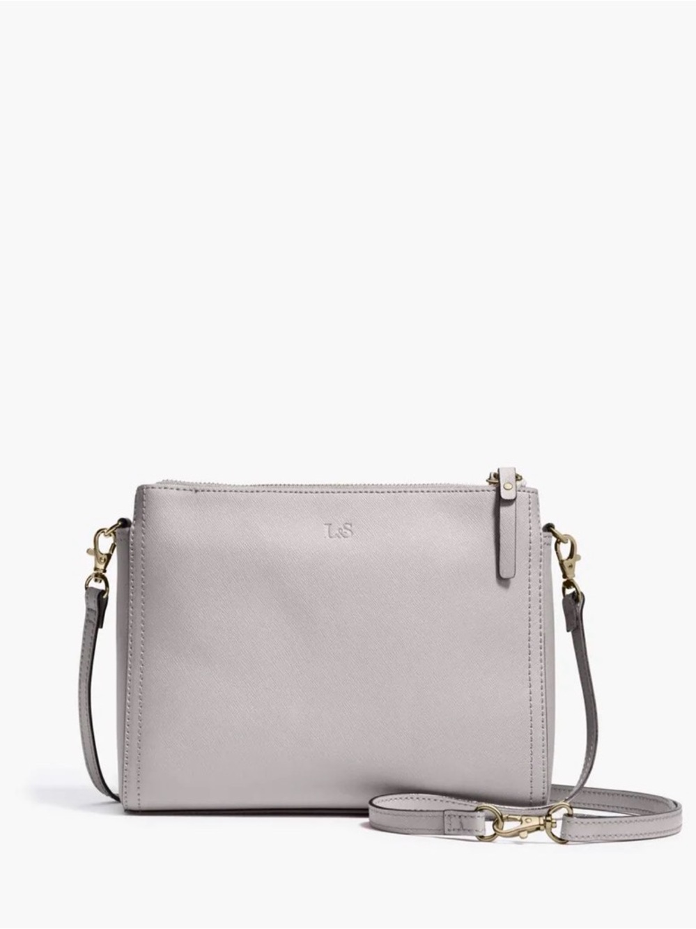 Lo & Sons NWOT Pearl Saffiano Leather Crossbody Bag in Light Gray